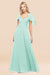Bridelily Chic Satin V-Neck Long Burgundy Chiffon Bridesmaid Dress with Flutter Sleeve