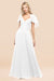 Bridelily Chic Satin V-Neck Long Burgundy Chiffon Bridesmaid Dress with Flutter Sleeve