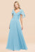 Bridelily Chic Satin V-Neck Long Burgundy Chiffon Bridesmaid Dress with Flutter Sleeve