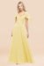 Bridelily Chic Satin V-Neck Long Burgundy Chiffon Bridesmaid Dress with Flutter Sleeve