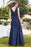 Elegant Scoop Neck Chiffon Long Evening Dress Sleeveless Floral Lace Aline Party Wear Dress - Prom Dresses