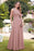 Elegant Scoop Neck Chiffon Long Evening Dress Sleeveless Floral Lace Aline Party Wear Dress - Dusty Pink / US 2 - Prom Dresses