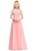 Elegant Scoop Neck Sleeveless A-Line Chiffon Evening Dress Floral lace Long Formal Dress - Prom Dresses