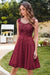 Elegant Scoop Neck Tulle Lace Short Homecoming Dress Sleeveless Appliques Mini Party Dress - Burgundy / US 2 - Prom Dresses
