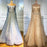 Elegant Sequin Appliques Prom Dress with Long Sleeve V-Neck A-Line Style