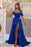 Elegant Sky Blue Off-The-Shoulder Sweetheart Prom Dress with Split Mermaid