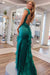 Elegant Square Neckline Satin Lace up Column Prom Dresses with Slit - Prom Dress