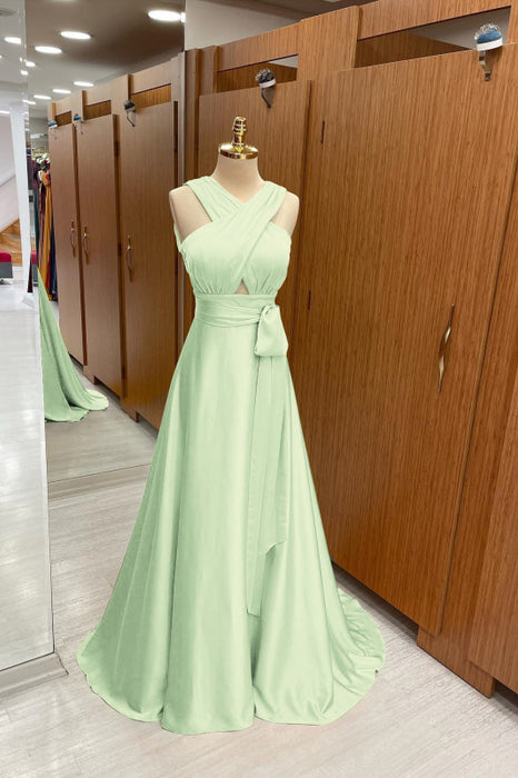 Elegant Strapped A-Line Long Prom Dress with Halter