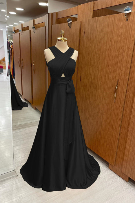 Elegant Strapped A-Line Long Prom Dress with Halter