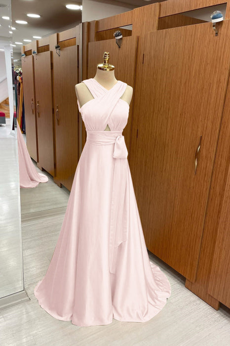 Elegant Strapped A-Line Long Prom Dress with Halter