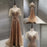 Elegant Taupe Prom Dress, Short Sleeves V-Neck A-Line