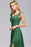 Bridelily Elegant V-Neck Dark Green Lace Bridesmaid Dresses with Front-Slit