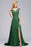 Bridelily Elegant V-Neck Dark Green Lace Bridesmaid Dresses with Front-Slit