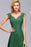 Bridelily Elegant V-Neck Dark Green Lace Bridesmaid Dresses with Front-Slit