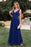 Elegant V-Neck Ruffle Chiffon Aline Bridesmaid Dress Sleeveless Long Evening Party Dress - Royal Blue / US 2 - Prom Dresses