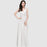 Elegant V-Neck Ruffle Chiffon Aline Bridesmaid Dress Sleeveless Long Evening Party Dress - White / US 2 - Prom Dresses