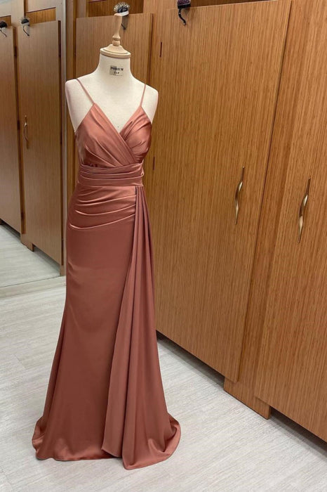 Elegant V-Neck Spaghetti-Strap Mermaid Evening Dress