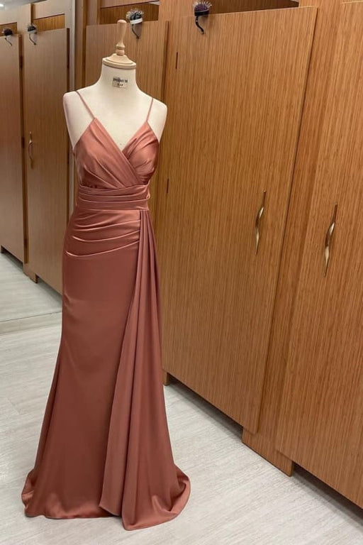 Elegant V-Neck Spaghetti-Strap Mermaid Evening Dress