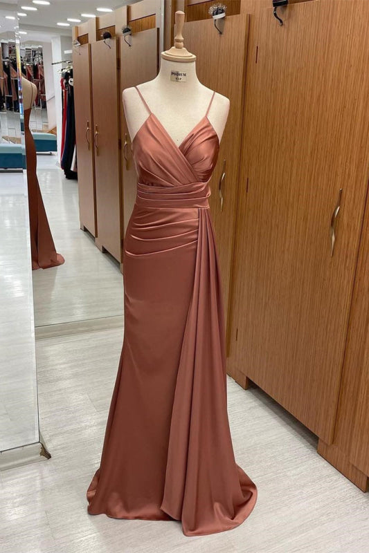 Elegant V-Neck Spaghetti-Strap Mermaid Evening Dress