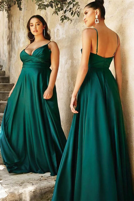 Elegant V-Neck Spaghetti-Straps Mermaid Prom Dress with Split