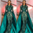 Emerald Green Long Sleeves Mermaid Sequins Prom Dress with Detachable Skirt