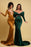 Emerald Green Off-the-Shoulder Charmeuse V Neck Mermaid Prom Dress