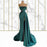 Emerald One Shoulder Mermaid Prom Dress with Rhinestone and Split