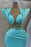 Emerald Satin Prom Dress Sleeves Applikation Long Mermaid