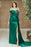 Emerald Sequins Prom Dress With Off-The-Shoulder Spaghetti Straps And Slit Pleated