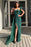 Emerald Sweetheart One-Shoulder Mermaid Prom Dress with Sequins and Split