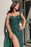 Emerald Sweetheart One-Shoulder Mermaid Prom Dress with Sequins and Split