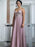 Empire Spaghetti Straps V-Neck Lace Sweep/Brush Train Chiffon Dresses - Prom Dresses