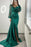 Evening Dress: Sequins V-Neck Long Sleeves Mermaid Split with Ruffle