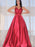 Evening Dress with Red Spaghetti Straps