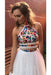 Fabulous Sleek Two Piece High Neck Long Prom with Appliques Unique Sleeveless Party Dress - Prom Dresses