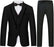 Geoff Fancy Black Notched Lapel Three Pieces Men Suits For Business