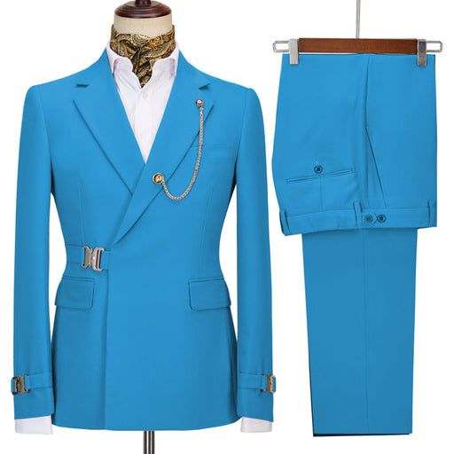 Iewis Fancy Blue Notched Lapel Prom Suits For Men