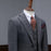 Carlson Fancy Dark Gray Plaid Notched Lapel Three Pieces Business Suits