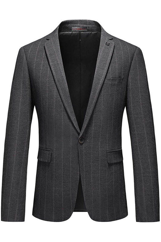 Iarkin Fancy Gray Peaked Lapel Striped Men Suits For Business