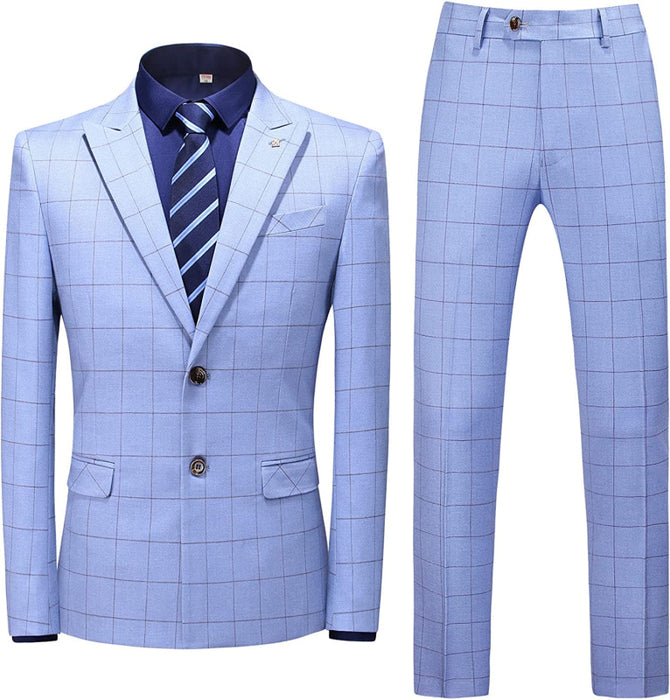 Julian Sky Blue Peaked Lapel Two Pieces Fancy Business Suits