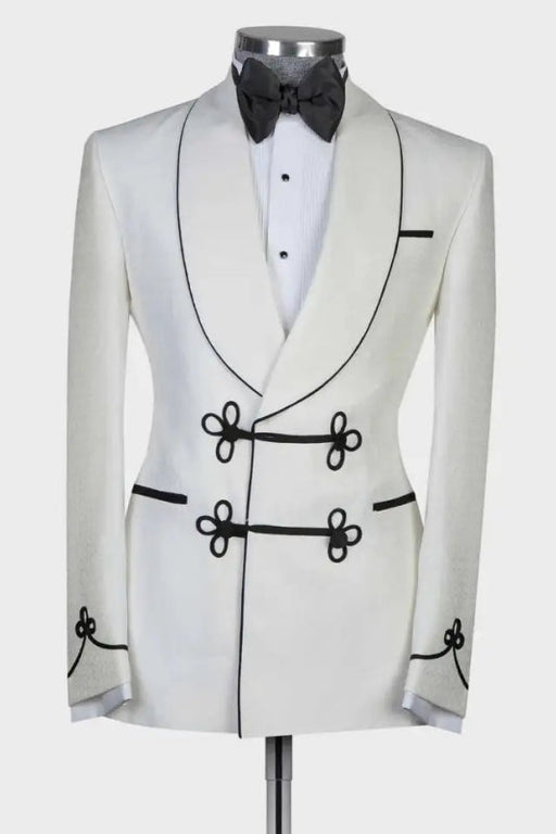 SSel Fancy White Shawl Lapel Two Pieces Men Suits For Wedding