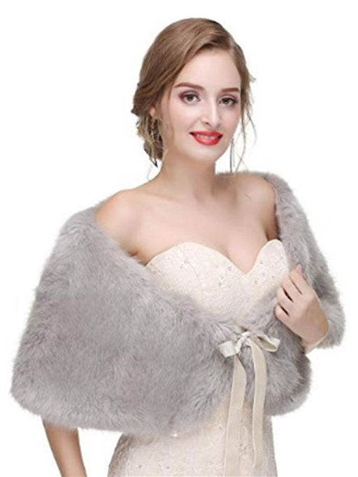 Faux Fur Wedding Shawl Shrug Bridal Wrap For Winter