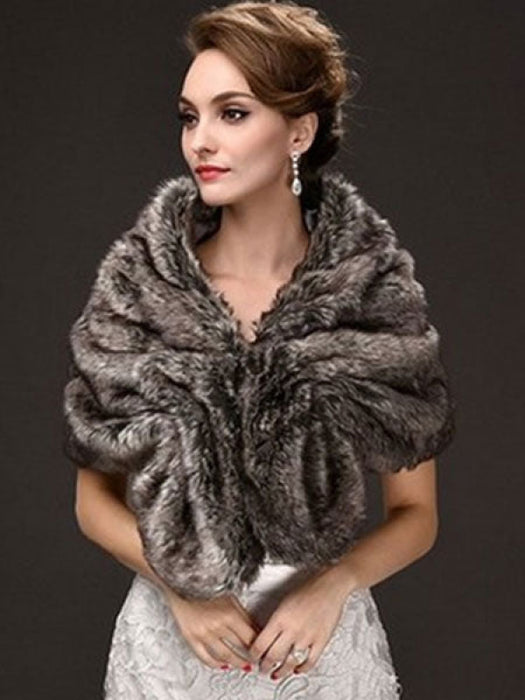 Faux Fur Wrap Taupe Women Faux Fur Shawl Wedding Wraps