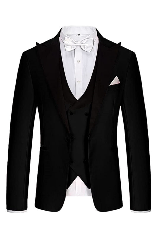 Humphrey Formal Black Peaked Lapel Men Suits For Business