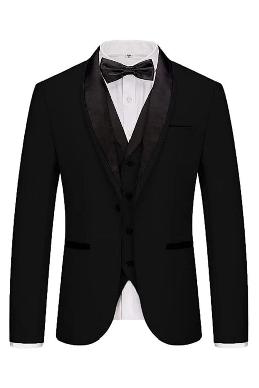 Gustave Formal Black Three Pieces Shawl Lapel Men Suits For Wedding