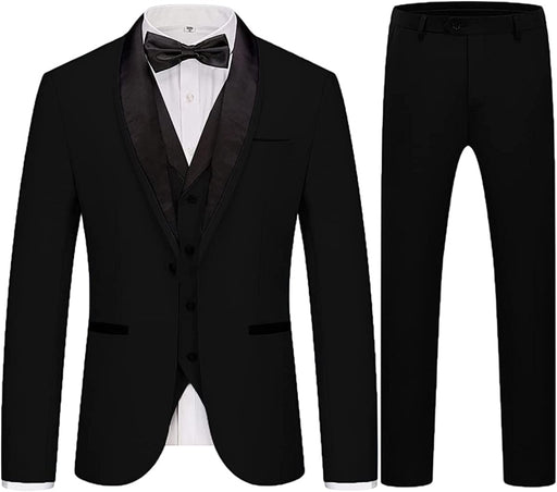 Gustave Formal Black Three Pieces Shawl Lapel Men Suits For Wedding