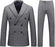 Keniey Formal Deep Gray Double Breasted Plaid Men Suits For Business