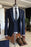 Bertram Formal Navy Blue Peaked Lapel Three Pieces Business Suits