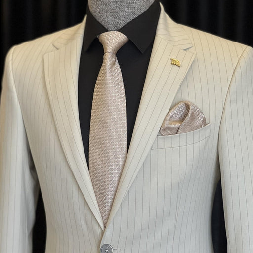 Corey Formal White Notched Lapel Striped Men Suits For Business