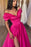 Fuchsia A-Line Portrait Prom Dress with Split